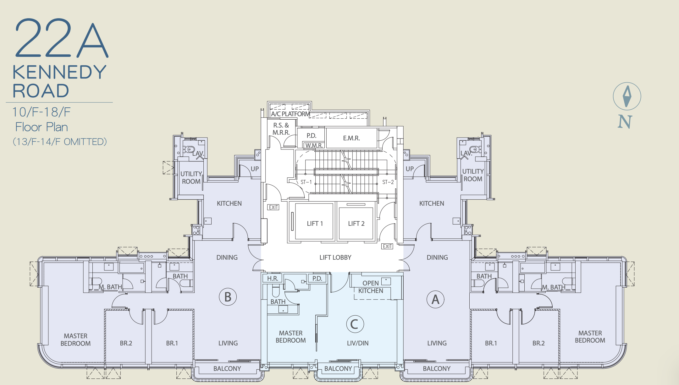 22A Kennedy Road Floor Plan 10:F to 18:F